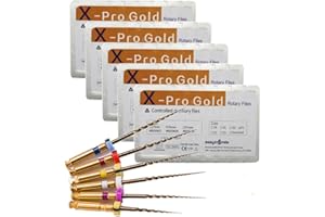 SNAWOP Dentel Endo Files X-Pro Gold Taper Controlled Memory Niti Rotary Engine Files for Endodontic Root Canal Treatmet (5 Packs 25MM Assort)