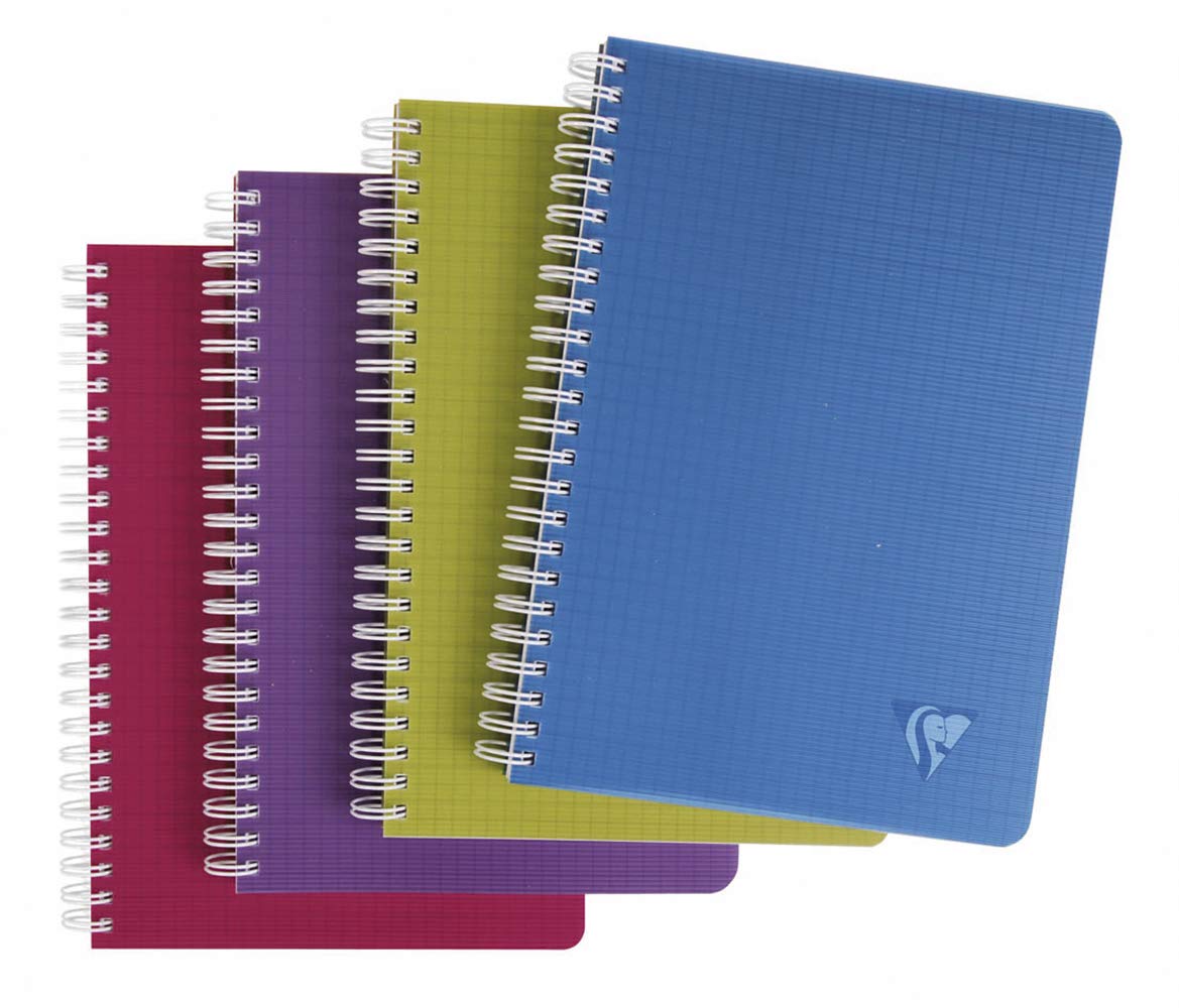 Clairefontaine 329526C Collection LiniColour Intensive Set of 10 Spiral Notebooks 9x14 - 100 Ruled Pages - White Paper 90g - Polypro Cover - Random Colours
