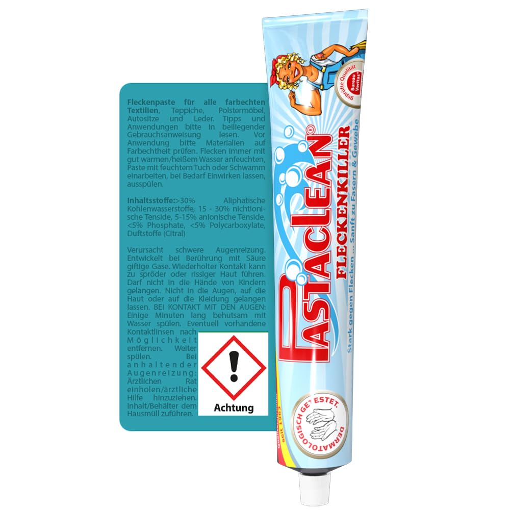 Pastaclean Fleckenpaste, Fleckentferner für alle Fleckenarten, 4x 100ml + Schwamm 4