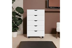 Naomi Home Taylor 5 Drawer Chest, Wood Storage Dresser Cabinet with Wheels, Craft Storage Organization, Makeup Drawer Unit for Closet, Office File Cabinet 180 lbs Total Capacity - White
