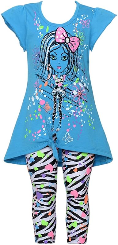 Rmla Blue Top Sparkle Girl Animal Print Legging Outfit Girl 10 Rmla Amazon Co Uk Clothing