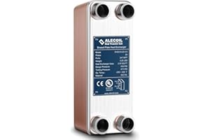 Alecoil 3"x8" 20 Plates Heat Exchanger with 3/4" MPT Port Water to Water 316L Stainless Steel Brazed Plate Heat Exchanger for Water Heating, Floor Heating, Commercial and Industrial Refrigeration