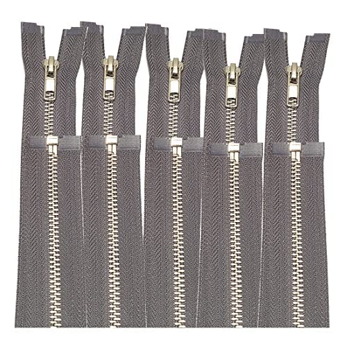 5 Pieces/Open Metal Zippers, Available in Maya 5#, Sewing Zipper, Black, Blue, Gold, Silver, Measurements, Zip for Sewing on Clothes, (65cm 5U, 311)
