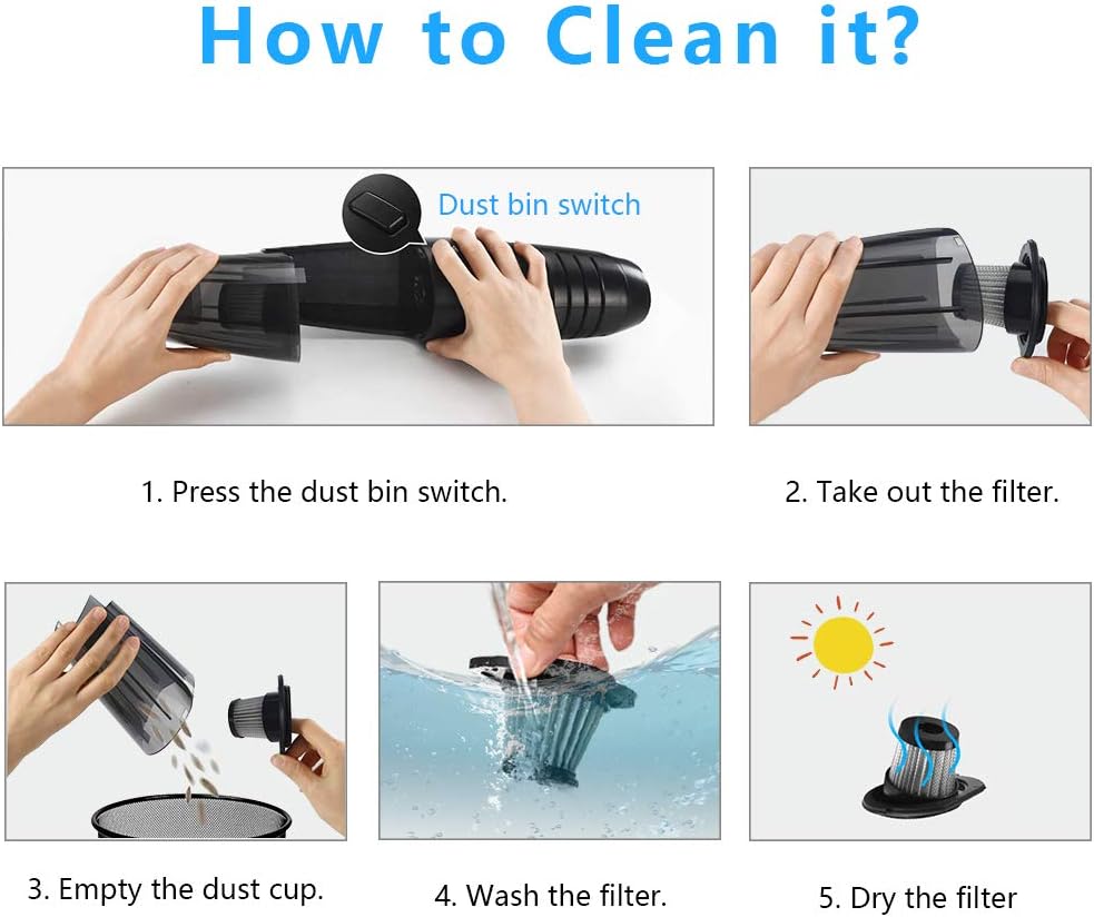 Mini Car Vacuum Cleaner Cordless, 7Kpa Portable Small Handheld Vacuum, Wet Dry Lightweight Rechargeable Hand Vac Buster for Pet Hair, Dry Wet Amphibious Vehicle Cleaner Dust Cleaning -