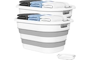OOAMBB 43L(11.5Gallon) Collapsible Laundry Baskets Plastic, Pop Up Laundry hamper/Storage Container, Foldable Laundry Basket with Large Capacity,Sturdy,Space Saver (Grey, 2 Packs)