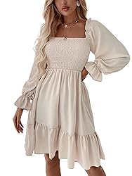 LYANER Women's Square Neck Lantern Long Sleeve