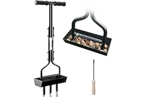 vanpein Lawn Aerator Gardening Tool with Storage Tray for Collecting Soil Cores, Manual Yard Plug Aerator & Clean Tool, Grass Core Aeration Tools for Lawn Care,37.6", Patented