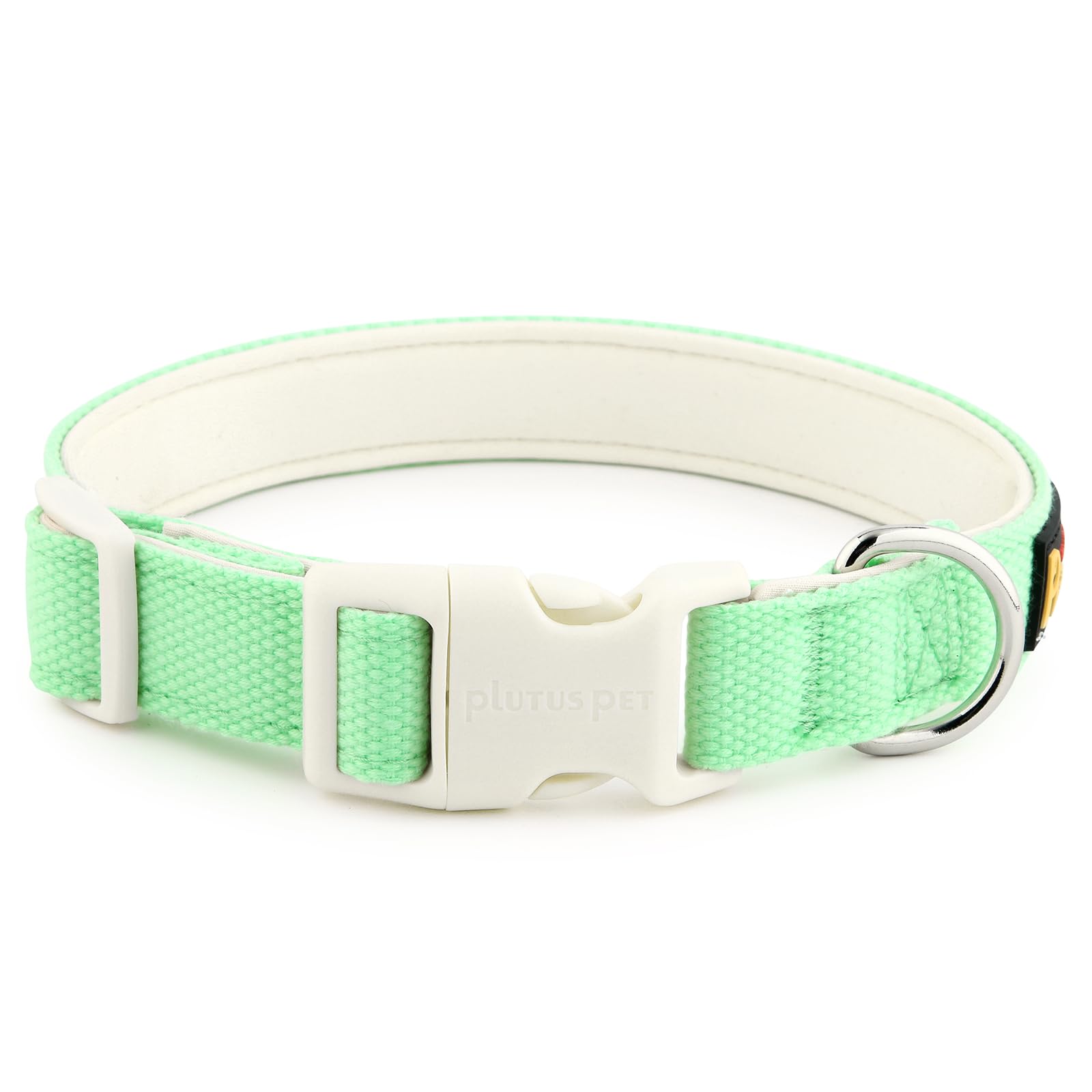 Plutus Pet Cotton Dog Collar, Heavy Duty Collar with Soft Padding, Adjustable and Comfortable for Small Medium and Large Dogs, Light Green, S