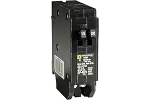 Square D by Schneider Electric Homeline 15 Amp and 20 AmpTandem Circuit Breaker, 120/240VAC, 10kA Breaking Capacity, Plug in Mount, Standard Type, Residential Use (‎HOMT1520CP)