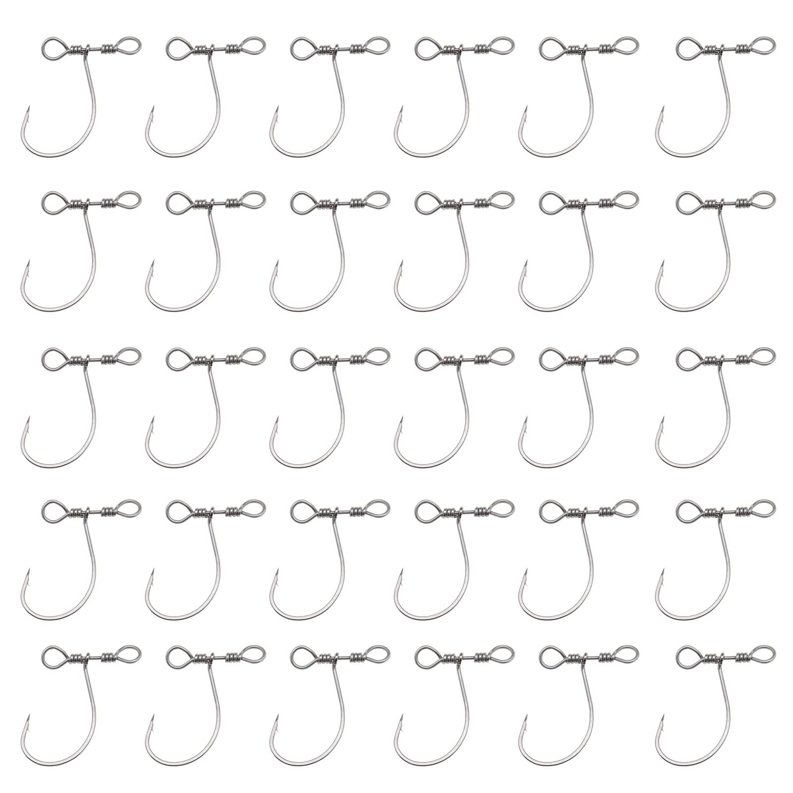 EMSea 30pcs Drop Shot Fishing Hooks with Drop Shot Rig and Swivel for Bass, Perch, Catfish, Trout, Carp, Crucian