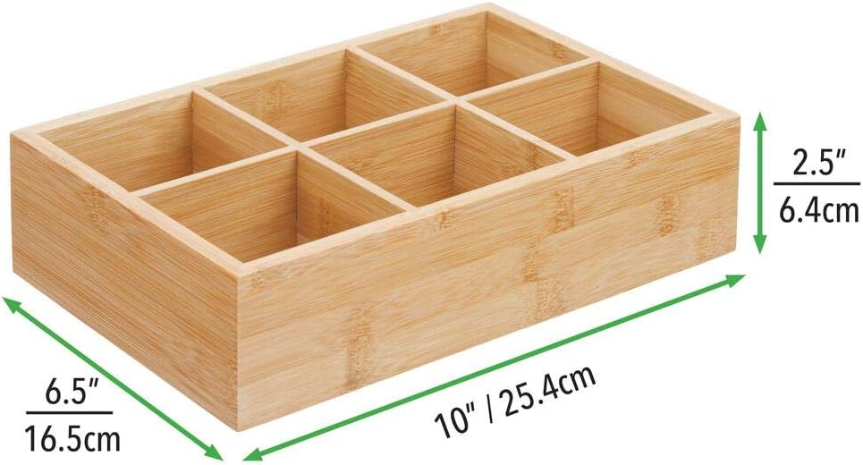mDesign Storage Box – Practical Wooden Box with 6 Compartments – Use as ...