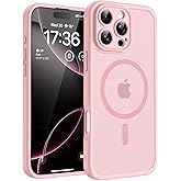 TOCOL Magnetic for iPhone 16 Pro Case, Upgraded Full Camera Protection, Compatible with Magsafe, Drop Protection, Translucent Matte Back Bumper for iPhone 16 Pro 6.3-Inch (Light Pink)
