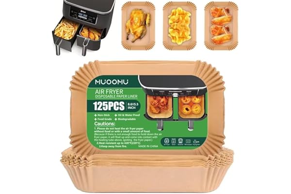 Air Fryer Disposable Paper Liners for Ninja Dual Airfryer Accessories, Non-Stick Parchment Rectangular for Baking, Oil Proof,