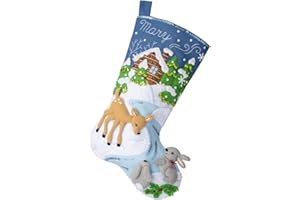 Bucilla Felt Applique 18" Stocking Making Kit, Snowy Retreat, Perfect for DIY Arts and Crafts, 89586E