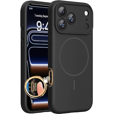 Miracase Magnetic for iPhone 17 Pro Max Case, Compatible with MagSafe, Integrated Silicone Camera Control Cover, 3.0mm Thicken Shockproof Drop Protection Phone Case for 17 ProMax, Black