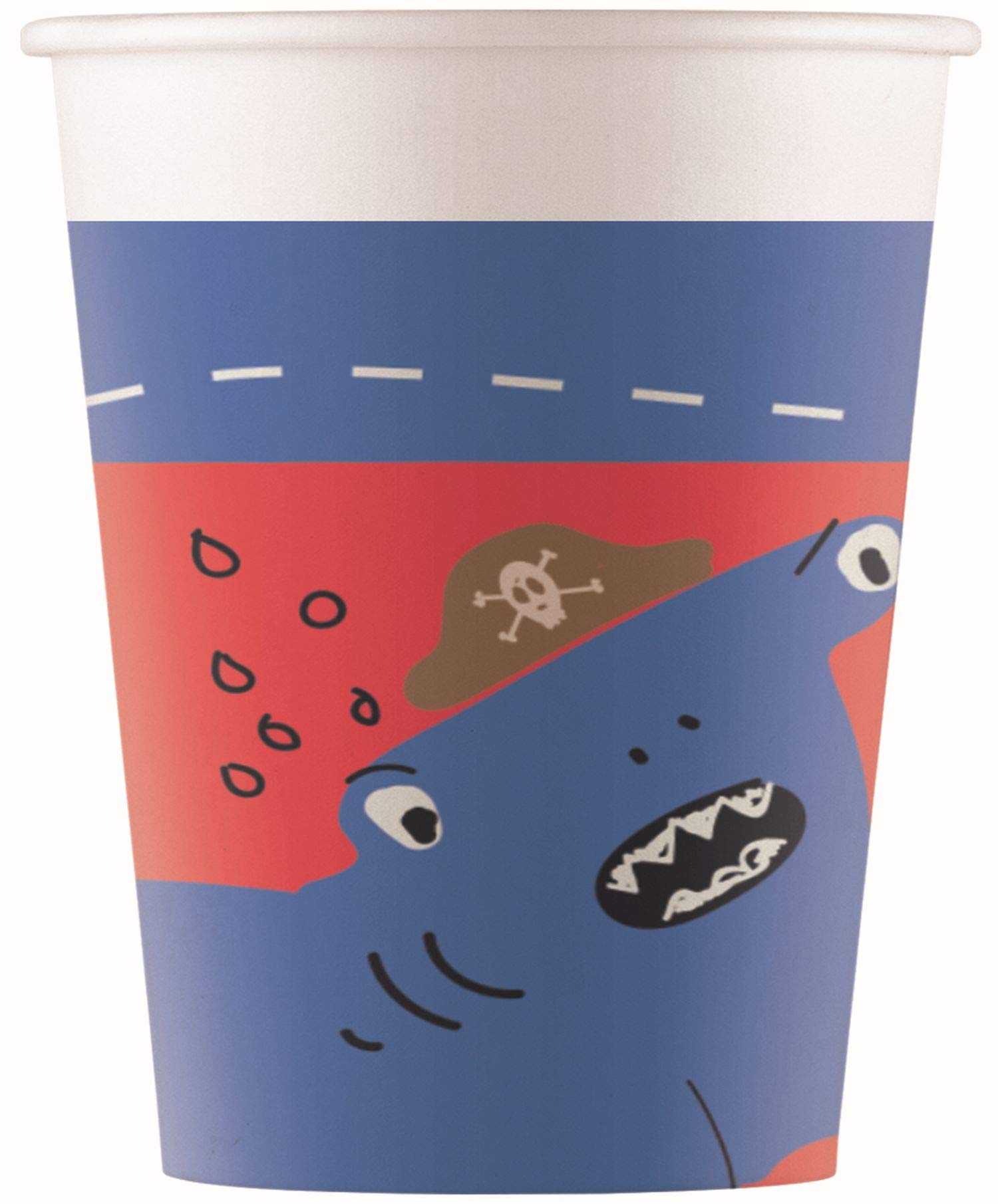 Procos 90244 Party Cups Pirates Cardboard Pack of 8 Red White Blue