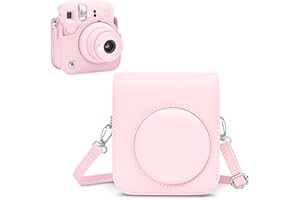 Rieibi Camera Case Compatible with Fuji Instax Mini 12 - Polaroid Instax 12 Carry Case for Fujifilm Instax Mini 12 Instant Camera - Fuji mini 12 Bag Cover with Strap - Blossom Pink