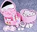 Cute Heart-shaped Hello Kitty Jewelry Storage Box 2 Layer with Adorable Faux Pearl Girl Hairpin & Accessory 10-piece Set