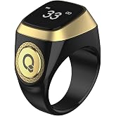 OUD Bukhoor Smart Tasbih Zikr Ring, 20mm Muslim Digital Azan Alarm Clock, Tasbih Counter Smart Ring (Black)