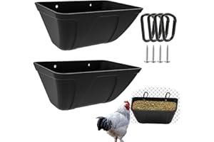 ATKSKYO Fence Hanging Chicken Feeder for Duck, Piglets, Goat Feeder Poultry Feeding Container for Livestock Feed Trough Water Bucket(2)