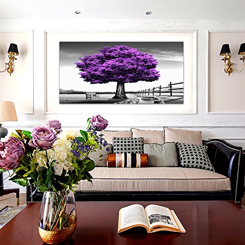 Wall Art for living Room Landscape Purple Tree Canvas Wall Decor 1