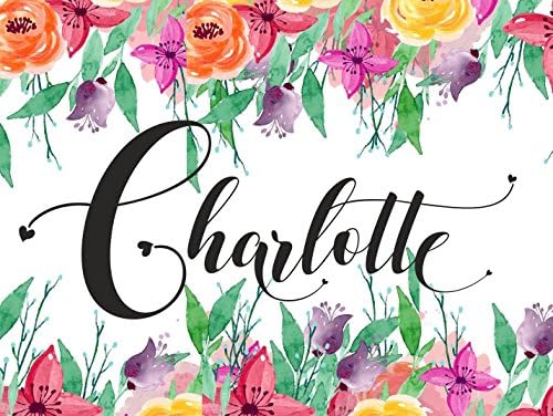 Charlotte Name Sign Script Wall Decor Gold Monogram Initial Letter C UNFRAMED POSTER A3 Baby Girl Gift Birthday Quote Calligraphy Names Print Watercolor Floral Hand Lettering Rose Gold