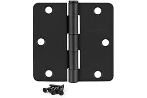 24 Pack 3.5" x 3.5" Black Door Hinges, Matte Black Hinges 3 1/2 Interior Hinges 1/4" Raidus Standard Residential Bedroom Door