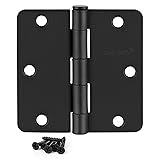 12 Pack 3.5" x 3.5" Black Door Hinges, Matte Black