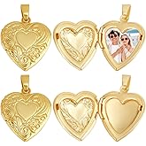 Beebeecraft 1 Box 6Pcs Heart Locket Charms Real 18K Gold Plated Brass Openable Photo Frame Picture Charms for DIY Necklace Jewelry Making