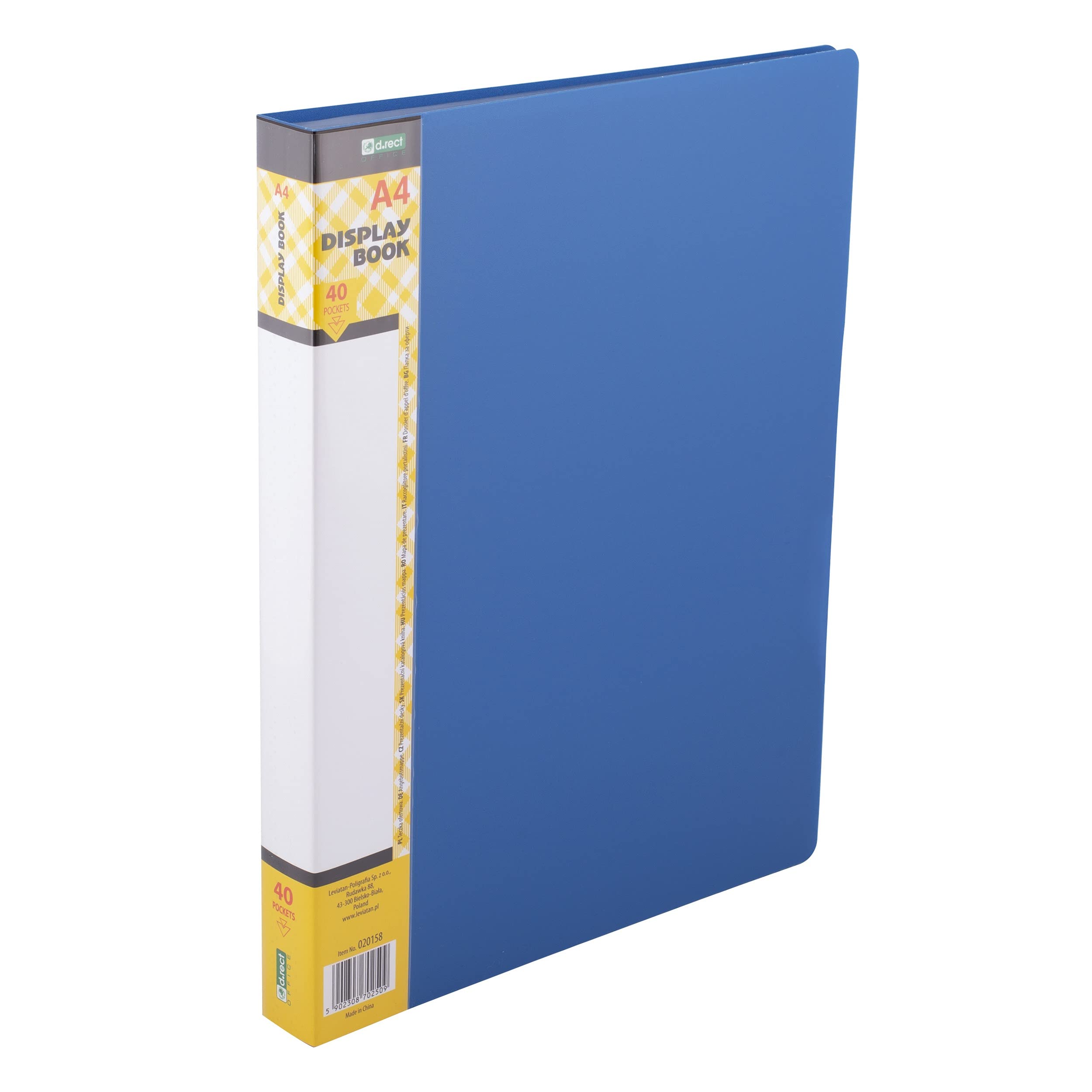 D.RECT Display Book PP A4 40 Pockets Display Folder Solid Presentation Folder Offer Folder Blue