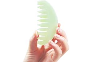 LEOSENSE Scalp Massage Comb, Scalp Massager for Hair Growth, Head Scratcher for Itchy Scalp, Natural Gua Sha Jade Stone, Acupressure Meridian Brush