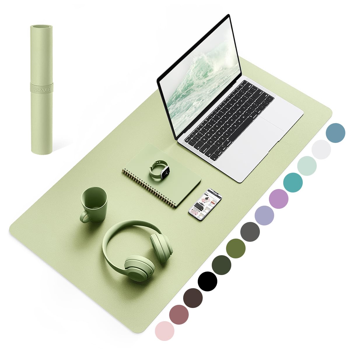 Photo 1 of YSAGi Non-Slip Leather Desk Pad, Waterproof Laptop Computer Desk Keyboard Mat, Table Protector Blotter Mat, Large Mouse Pad for Office/Work/Home/Decor(Matcha Green, 31.5" x 15.7")