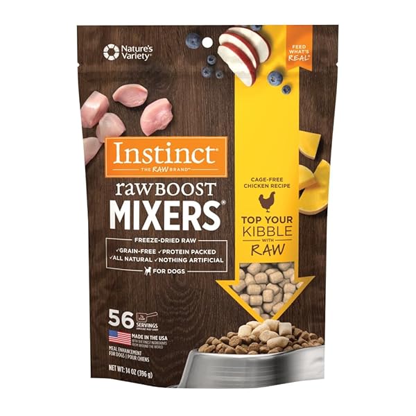 INSTINCT RAW BOOST MIXERS, FREEZE DRIED DOG FOOD TOPPER, GRAIN FREE – CAGE FREE CHICKEN, 14 OZ. BAG