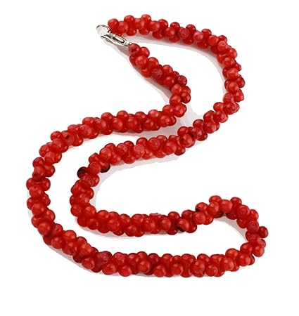 TreasureBay wunderschöne, rote Koralle Halskette zweireihig mit Box Verschluss Länge: 48 cm/48.26 cm, wird in einer wundersch