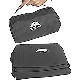 BlueHills Ultra Compact Travel Blanket Pillow in Portable Bag Case Soft 70 X 56 with Strap Backpack Clip Premium Cozy Soft Compact Pack Large Blanket for Airplane Flight Layover Grey - Gray C002