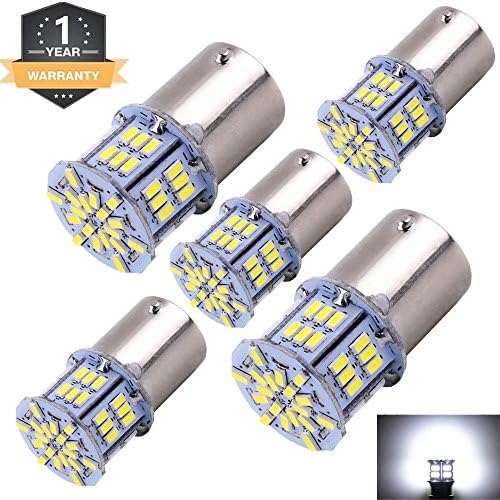 Cargo LED Super Bright 5 Pcs 1156 1141 1003 1073 BA15S 7506 LED Blub,54 EX 3014 Chipsets RV Light Replacement Bulbs for Indoor Nights Reverse Lights,Brake Lights,Tail Lights,Xenon White 12-24V
