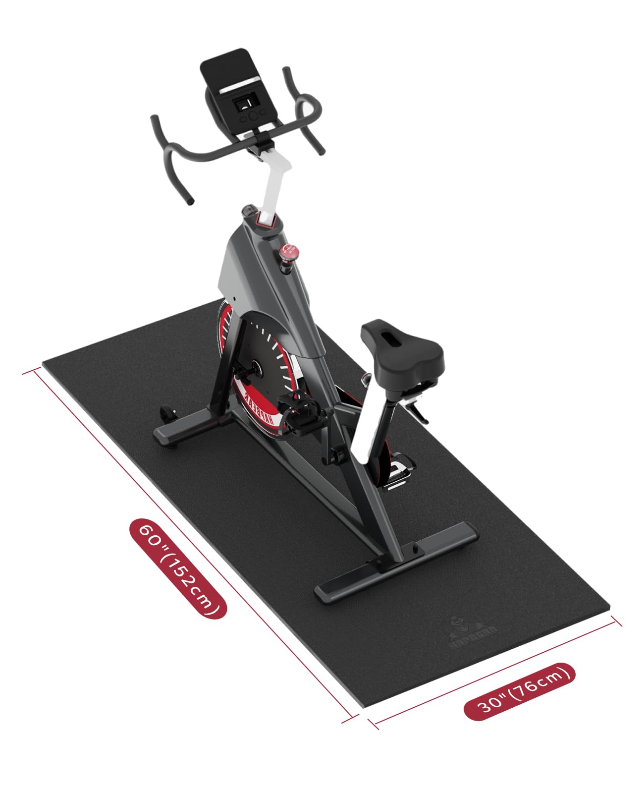 HAPBEAR Exercise Equipment Mat-60" x 30"× 1/4" (152 x 76cm×6mm), Treadmill Mat, Exercise Bike Mat, Heavy-Duty Floor Protector, Non-slip, Noise Reduction, Waterproof
