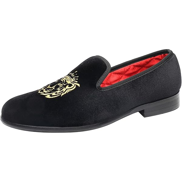 Amazon.com | ELANROMAN Men Loafers Velvet Black Leather  display picture 1