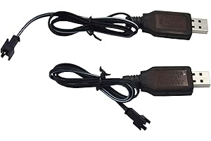 Blomiky 2 Pack 4.8V 250mA USB Charger Power Adapter Cable for SY-E511 RC Excavator 4.8V NiCd or NiMH Battery 1:18 4WD Off Road Car Vehicle SM 2P USB 4.8V 2