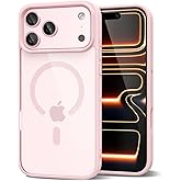oakxco for iPhone 17 Pro Case Clear Magnetic Compatible with Magsafe, Cute Thin Slim Transparent Anti-Yellow Acrylic, Hybird Hard Plastic & Silicone Girly Mag Safe Phone Case for Women, Light Pink