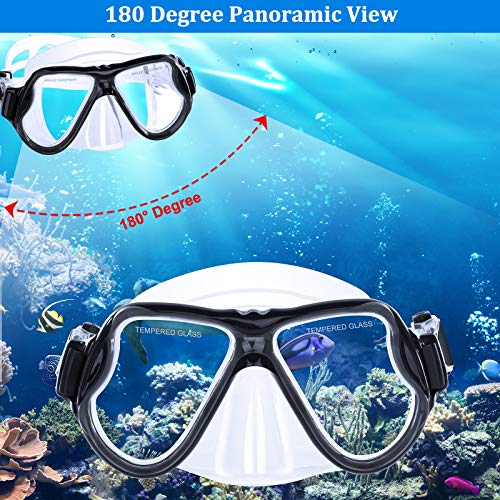 JARDIN Dry Snorkel Set, Panoramic Wide View Snorkel Mask, AntiFog