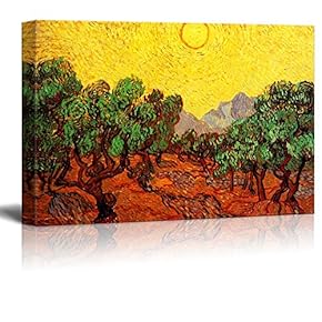 Olive Trees with Yellow Sky and Sun by Van Gogh