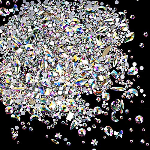 Crystal Rhinestones 1848pcs, YGDZ 1728 Flat Back Nail Gems & 120pcs Multi Shapes AB Crystals Nail Rhinestones Stones Round Beads for Nail Art Crafts Face Makeup Jewels - Thumbnail 7