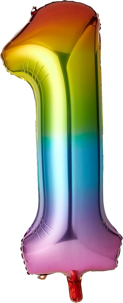 Unique 1-Shaped Rainbow Foil Balloon 86cm Party Decor 1 Pc