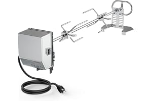 ONLYFIRE only fire Stainless Steel Rotisserie Kit Grilling Accessories with 6 Watt 110V Electric Motor for Gas Grills - 28 × 0.35 Inch Hexagon Spit Rod