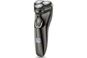 SHPAVVER Cordless Electric Razor for Men: IPX7 Waterproof Rotary Shaver - 4D Flex Precision Blades with Pop Up Trimmer Elegant Black