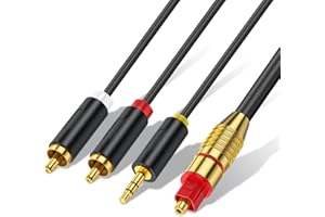 Tackston 192KHz Digital to Analog Audio Converter, 10Ft SPDIF Optical to RCA L/R & 3.5mm AUX Converter Cord for Audio from HDTV PS4 Blue Ray Player to Home Stereo System and Headphones
