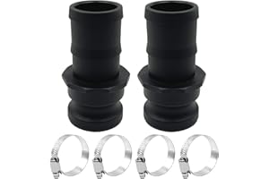BITOTU 2PCS Camlock Fittings Poly Plastic E-100 1" Type E Standard Couplings Cam lock Fittings Polypropylene Cam Groove Fitting Male Camlock with a Hose Shank with 4 PCS Hose Clamps