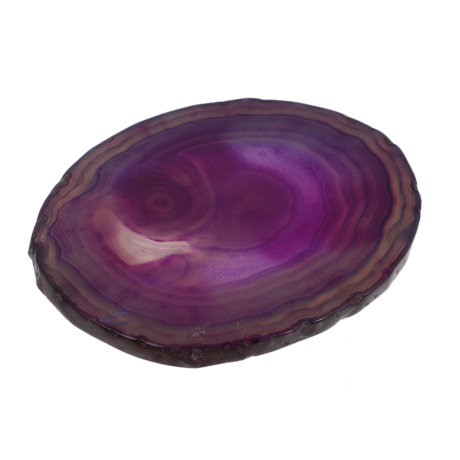 BESPORTBLE Natural Agate Coaster Sliced Crystal Gemstone Cup Mat Absorbent Wine Glass Pad Car Auto Cup Holder Jewelry Tray for Drinks Home Decor (8-10cm Purple)