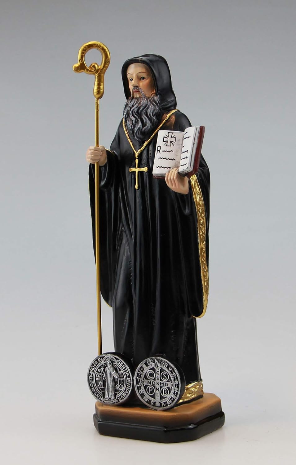 Woodington's Saint Benedict Benedictine Protection Colored Resin 8 Inch Statue: Home & Kitchen